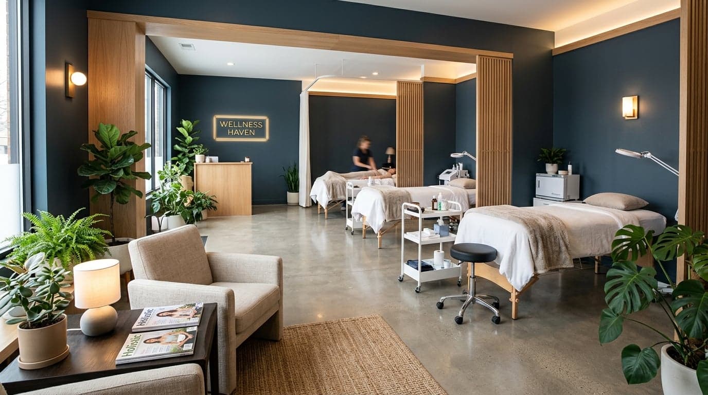 Modern therapy clinic interior with calming atmosphere